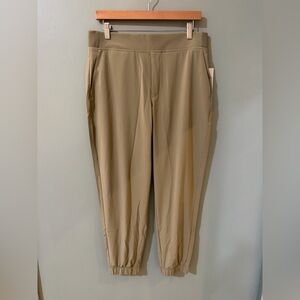 Athleta Brooklyn Jogger, Windowpane Taupe Lightweight Pants Joggers size 12 NWT
